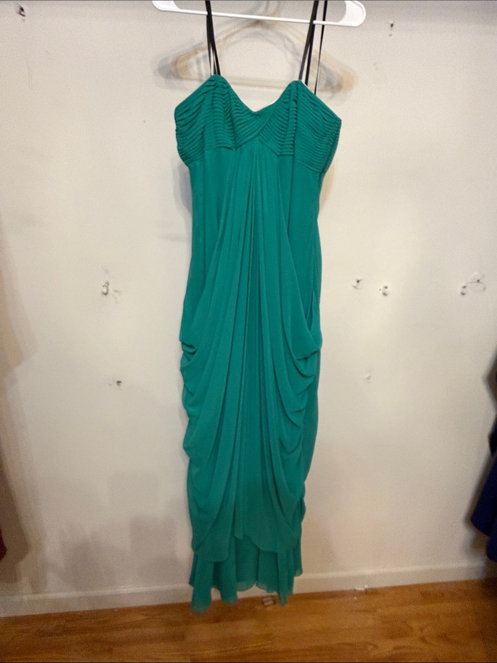Laundry By Shelli Segal Teal Ruched Draped Maxi Dress